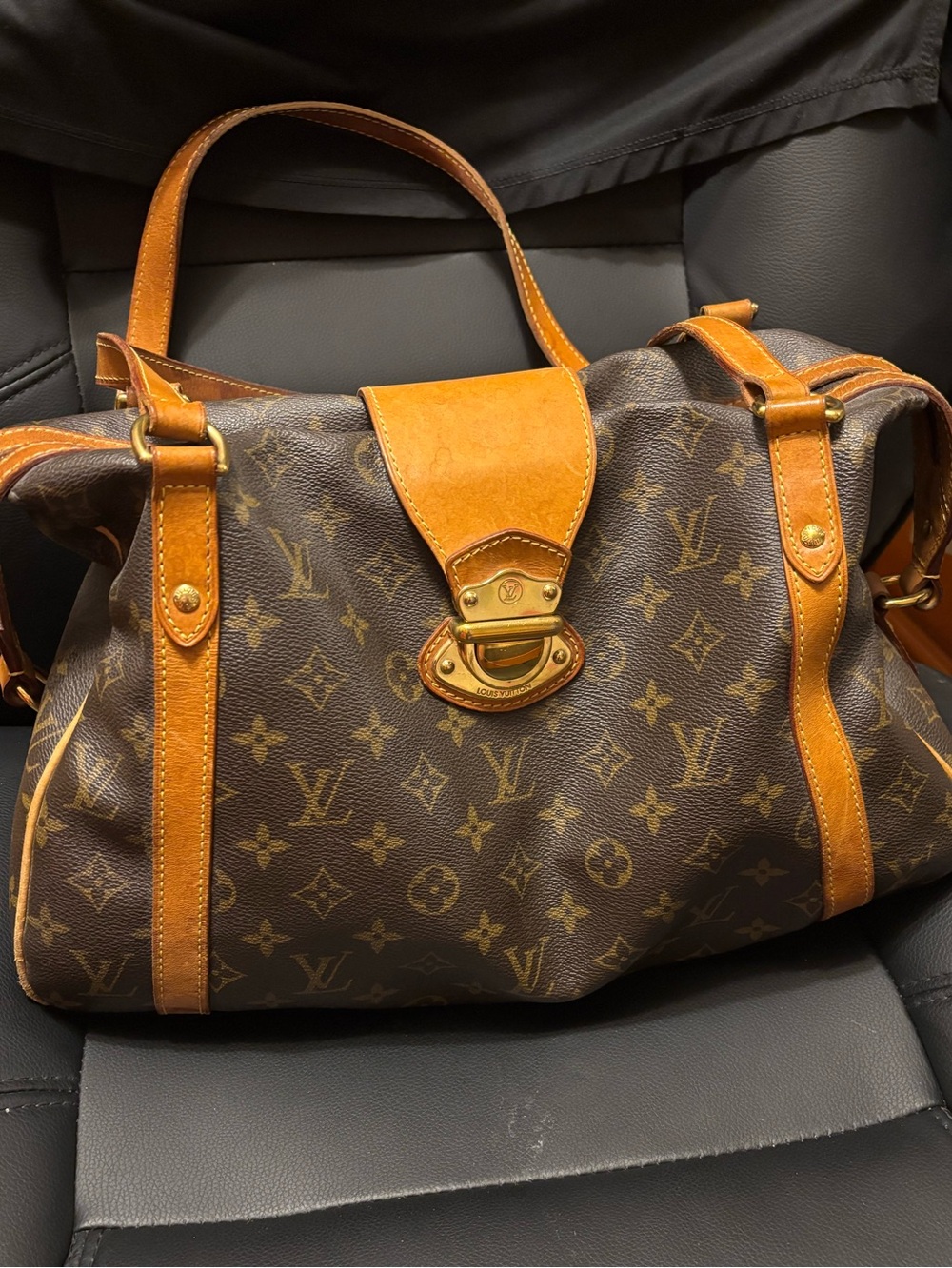 Louis Vuitton Stressa Monogram Handbag - Dark Brown & Tan